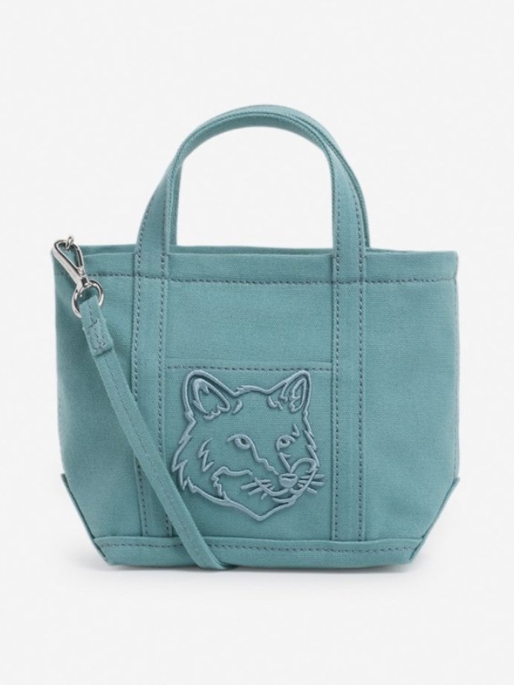 NWT Maison Kitsuné Fox Head Embroidered Canvas Mini Tote Bag